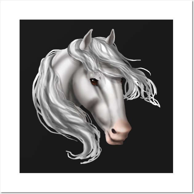 Horse Head - White Pink Nose Wall Art by FalconArt